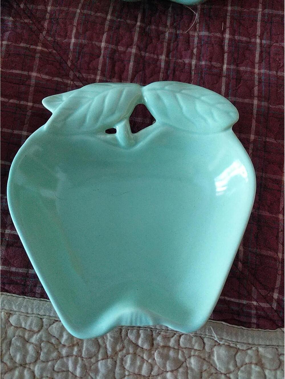 Vintage Hoenig Pottery Green Apple Shaped Bowl 734 Candy Relish Trinket Dish